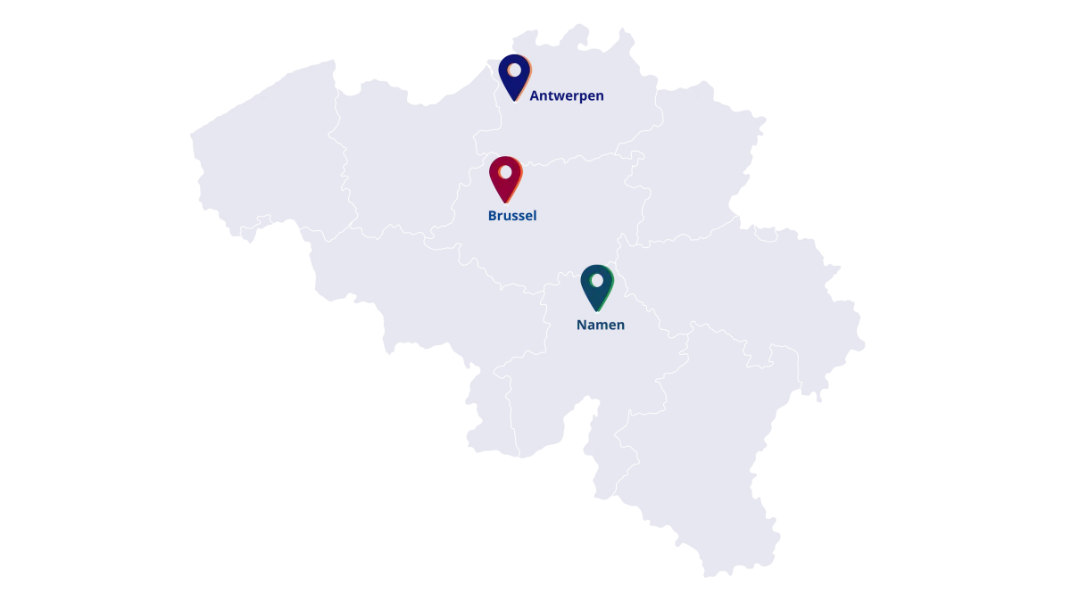 Landkaart België met onze zetels NL