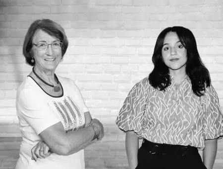 Potretfoto van Colette Braeckman en Yasmien Naciri